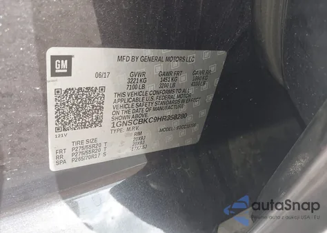 2017 Chevrolet Tahoe Lt из США, поврежденный, VIN 1GNSCBKC9HR358280